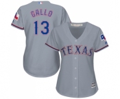 Women's Majestic Texas Rangers #13 Joey Gallo Replica Grey Road Cool Base MLB Jersey