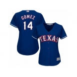 Women's Majestic Texas Rangers #14 Carlos Gomez Authentic Royal Blue Alternate 2 Cool Base MLB Jersey