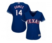 Women's Majestic Texas Rangers #14 Carlos Gomez Authentic Royal Blue Alternate 2 Cool Base MLB Jersey