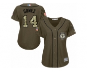 Women's Majestic Texas Rangers #14 Carlos Gomez Replica Green Salute to Service MLB Jersey