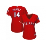 Women's Majestic Texas Rangers #14 Carlos Gomez Replica Red Alternate Cool Base MLB Jersey