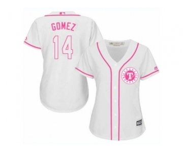 Women's Majestic Texas Rangers #14 Carlos Gomez Replica White Fashion Cool Base MLB Jersey