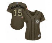 Women's Majestic Texas Rangers #15 Will Middlebrooks Replica Green Salute to Service MLB Jersey