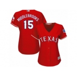 Women's Majestic Texas Rangers #15 Will Middlebrooks Replica Red Alternate Cool Base MLB Jersey