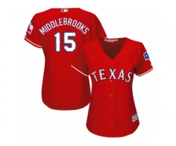 Women's Majestic Texas Rangers #15 Will Middlebrooks Replica Red Alternate Cool Base MLB Jersey