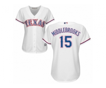 Women's Majestic Texas Rangers #15 Will Middlebrooks Replica White Home Cool Base MLB Jersey