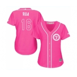 Women's Majestic Texas Rangers #16 Ryan Rua Authentic Pink Fashion Cool Base MLB Jersey