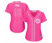 Women's Majestic Texas Rangers #16 Ryan Rua Authentic Pink Fashion Cool Base MLB Jersey