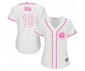 Women's Majestic Texas Rangers #16 Ryan Rua Authentic White Fashion Cool Base MLB Jersey