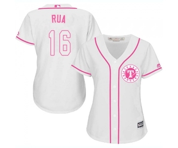 Women's Majestic Texas Rangers #16 Ryan Rua Replica White Fashion Cool Base MLB Jersey