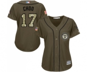 Women's Majestic Texas Rangers #17 Shin-Soo Choo Authentic Green Salute to Service MLB Jersey