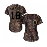 Women's Majestic Texas Rangers #18 Drew Robinson Authentic Camo Realtree Collection Flex Base MLB Jersey