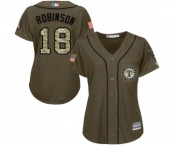 Women's Majestic Texas Rangers #18 Drew Robinson Authentic Green Salute to Service MLB Jersey