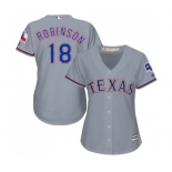 Women's Majestic Texas Rangers #18 Drew Robinson Replica Grey Road Cool Base MLB Jersey