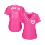 Women's Majestic Texas Rangers #18 Drew Robinson Replica Pink Fashion Cool Base MLB Jersey