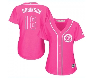 Women's Majestic Texas Rangers #18 Drew Robinson Replica Pink Fashion Cool Base MLB Jersey