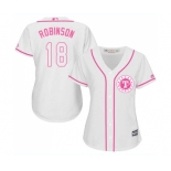 Women's Majestic Texas Rangers #18 Drew Robinson Replica White Fashion Cool Base MLB Jersey