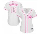 Women's Majestic Texas Rangers #18 Drew Robinson Replica White Fashion Cool Base MLB Jersey