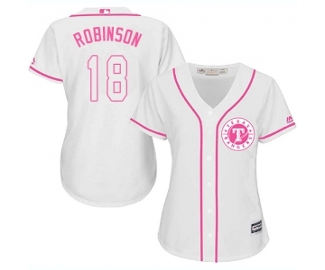 Women's Majestic Texas Rangers #18 Drew Robinson Replica White Fashion Cool Base MLB Jersey