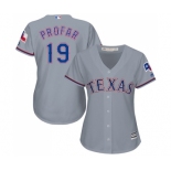 Women's Majestic Texas Rangers #19 Jurickson Profar Authentic Grey Road Cool Base MLB Jersey