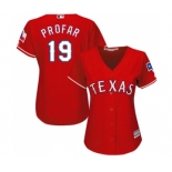 Women's Majestic Texas Rangers #19 Jurickson Profar Authentic Red Alternate Cool Base MLB Jersey