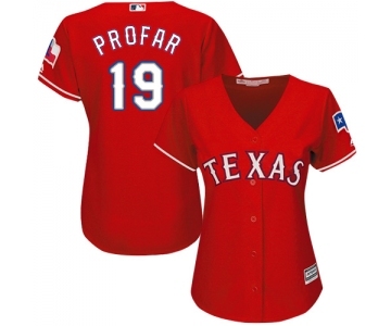 Women's Majestic Texas Rangers #19 Jurickson Profar Authentic Red Alternate Cool Base MLB Jersey