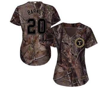 Women's Majestic Texas Rangers #20 Darwin Barney Authentic Camo Realtree Collection Flex Base MLB Jersey