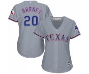 Women's Majestic Texas Rangers #20 Darwin Barney Replica Grey Road Cool Base MLB Jersey