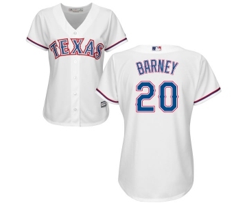 Women's Majestic Texas Rangers #20 Darwin Barney Replica White Home Cool Base MLB Jersey