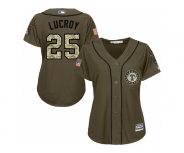 Women's Majestic Texas Rangers #25 Jonathan Lucroy Authentic Green Salute to Service MLB Jersey