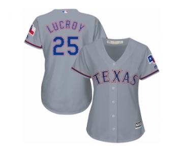 Women's Majestic Texas Rangers #25 Jonathan Lucroy Authentic Grey Road Cool Base MLB Jersey