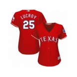 Women's Majestic Texas Rangers #25 Jonathan Lucroy Authentic Red Alternate Cool Base MLB Jersey