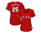 Women's Majestic Texas Rangers #25 Jonathan Lucroy Authentic Red Alternate Cool Base MLB Jersey