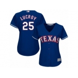 Women's Majestic Texas Rangers #25 Jonathan Lucroy Authentic Royal Blue Alternate 2 Cool Base MLB Jersey