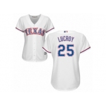 Women's Majestic Texas Rangers #25 Jonathan Lucroy Authentic White Home Cool Base MLB Jersey