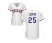 Women's Majestic Texas Rangers #25 Jonathan Lucroy Authentic White Home Cool Base MLB Jersey