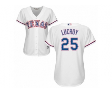 Women's Majestic Texas Rangers #25 Jonathan Lucroy Authentic White Home Cool Base MLB Jersey