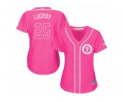 Women's Majestic Texas Rangers #25 Jonathan Lucroy Replica Pink Fashion Cool Base MLB Jersey