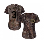 Women's Majestic Texas Rangers #3 Delino DeShields Authentic Camo Realtree Collection Flex Base MLB Jersey