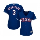 Women's Majestic Texas Rangers #3 Delino DeShields Authentic Royal Blue Alternate 2 Cool Base MLB Jersey