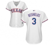 Women's Majestic Texas Rangers #3 Delino DeShields Authentic White Home Cool Base MLB Jersey