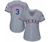 Women's Majestic Texas Rangers #3 Delino DeShields Replica Grey Road Cool Base MLB Jersey