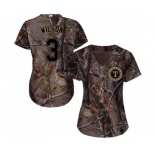 Women's Majestic Texas Rangers #3 Russell Wilson Authentic Camo Realtree Collection Flex Base MLB Jersey