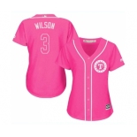 Women's Majestic Texas Rangers #3 Russell Wilson Authentic Pink Fashion Cool Base MLB Jersey