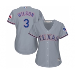 Women's Majestic Texas Rangers #3 Russell Wilson Replica Grey Road Cool Base MLB Jersey