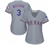 Women's Majestic Texas Rangers #3 Russell Wilson Replica Grey Road Cool Base MLB Jersey