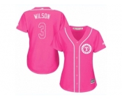 Women's Majestic Texas Rangers #3 Russell Wilson Replica Pink Fashion Cool Base MLB Jersey