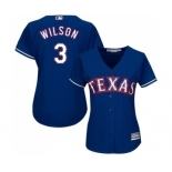 Women's Majestic Texas Rangers #3 Russell Wilson Replica Royal Blue Alternate 2 Cool Base MLB Jersey