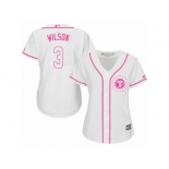 Women's Majestic Texas Rangers #3 Russell Wilson Replica White Fashion Cool Base MLB Jersey