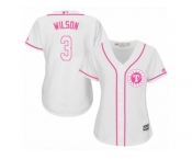 Women's Majestic Texas Rangers #3 Russell Wilson Replica White Fashion Cool Base MLB Jersey